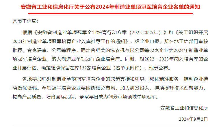 祝賀公司繼續(xù)獲2022－2023年單項冠軍培育企業(yè)（評估合格繼續(xù)留庫）！